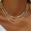 Women's Bohemian Style Electroplated Alloy Blade Chain Choker Necklace With Stacked Flat Chain Design