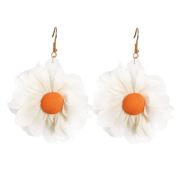 Women's Bohemian Style Flower Fabric Hand Knitted Earrings