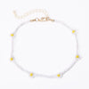 Women's Bohemian Style Handmade Daisy Flower Beaded Collarbone Necklace With Rice Beads And Ball Chain