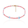 Women's Bohemian Style Handmade Daisy Flower Beaded Collarbone Necklace With Rice Beads And Ball Chain