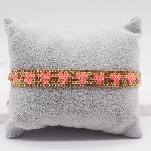 Women's Bohemian Style Heart Glass And Glaze Beads Purely Handmade Bracelet