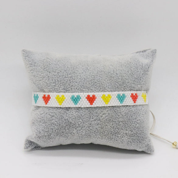 Women's Bohemian Style Heart Glass And Glaze Beads Purely Handmade Bracelet