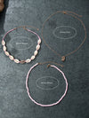 Women's Bohemian Style Shell Multilayer Clavicle Chain Necklace With Geometric Pendant Handmade