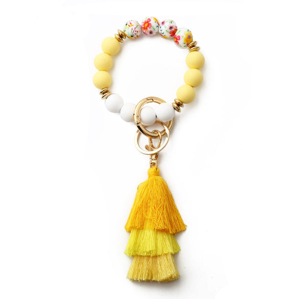 Women's Bohemian Style Silicone Round Bead Tassel Bracelet