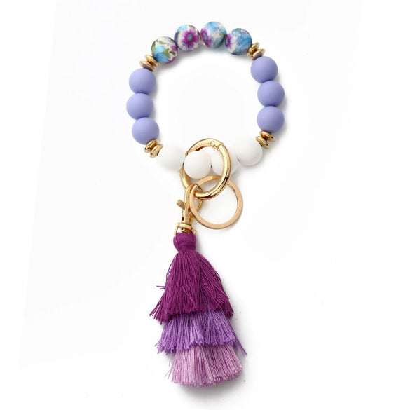 Women's Bohemian Style Silicone Round Bead Tassel Bracelet