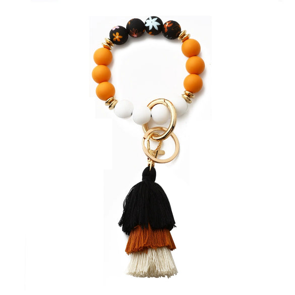 Women's Bohemian Style Silicone Round Bead Tassel Bracelet
