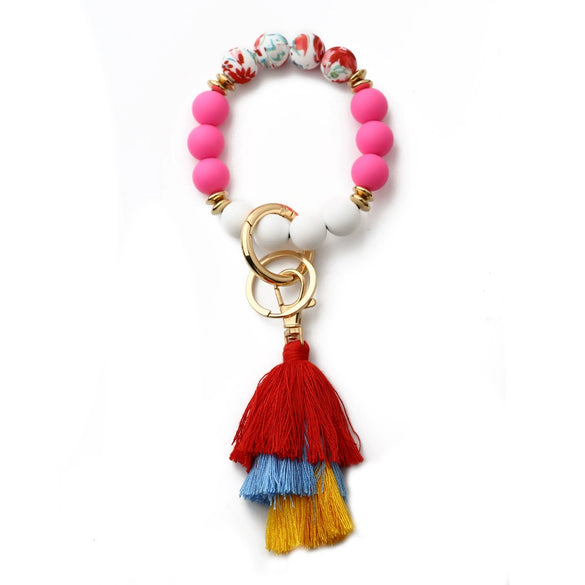 Women's Bohemian Style Silicone Round Bead Tassel Bracelet