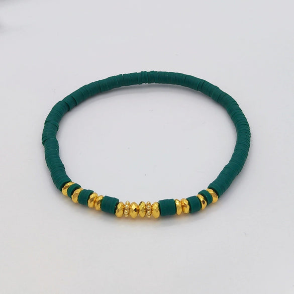 Women's Bohemian Style Soft Pottery Beaded Handwoven Geometric Bracelet