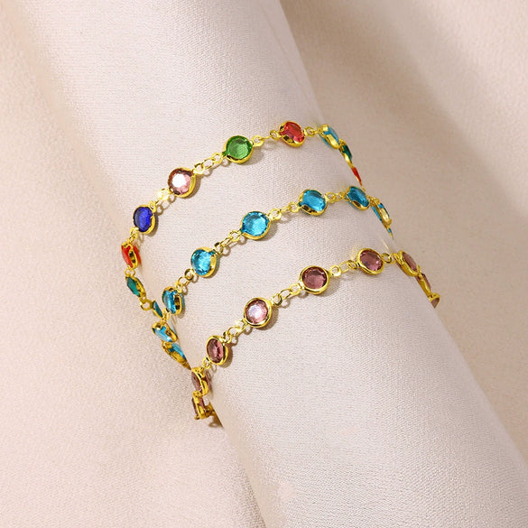Women's Bohemian Style Stainless Steel And Gold Geometric Kanklet With 18K Gold Plated Chain