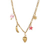 Women's Bohemian Style Stainless Steel Animal Zodiac Ceramic Necklace With Long O Shaped Chain And Electroplating