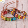 Women's Bohemian Style Synthetic Stone Cylindrical Bead Leather Rope Bracelet With Geometric Rainbow Beads And Electroplated Copper Alloy Accessories