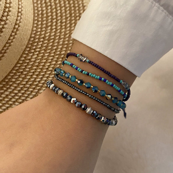 Women's Bohemian Woven Bracelet With Rice Beads And Dripping Oil Treatment Original Design