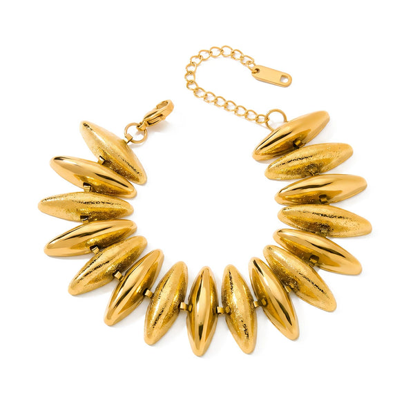 Women's Bold Geometric Stainless Steel Bracelet With Gold Vacuum Electroplated Finish Fashion Jewelry Wholesale