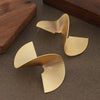 Women's Bold Irregular Fanshaped Geometric Metal Earrings With Genuine Gold Plating And Luxurious Statement Style