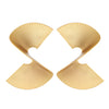Women's Bold Irregular Fanshaped Geometric Metal Earrings With Genuine Gold Plating And Luxurious Statement Style