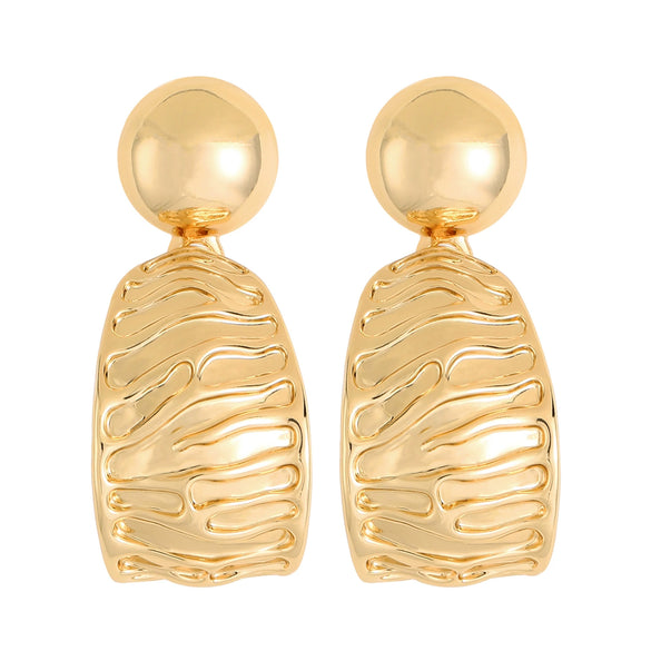Women's Bold Irregular Geometric Square Wave Earrings Metal Statement Jewelry With Real Gold Plating And Copper Ear Posts Modern Luxury Style