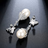 Women's Bow Earrings With Shell Beads Pearl And Zircon Accents Copper Fashion Jewelry