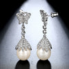 Women's Bow Earrings With Shell Beads Pearl And Zircon Accents Copper Fashion Jewelry