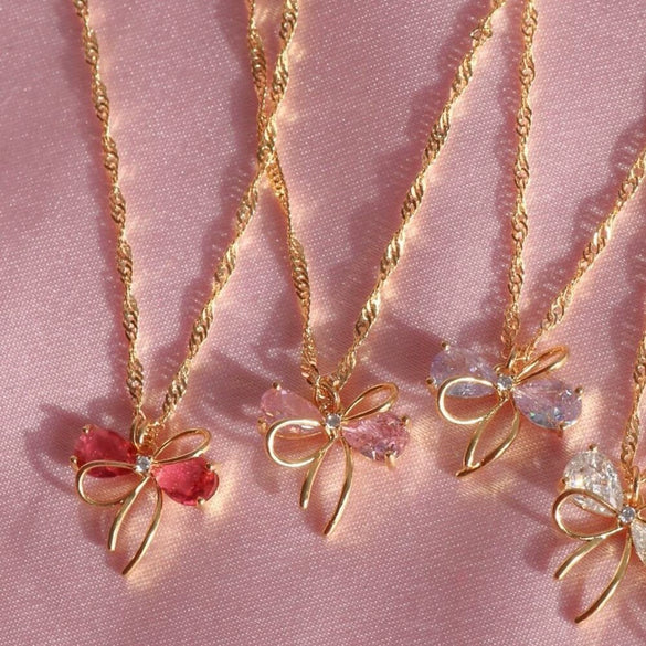 Women's Bow Style Copper And 925 Silver Electroplated Necklace
