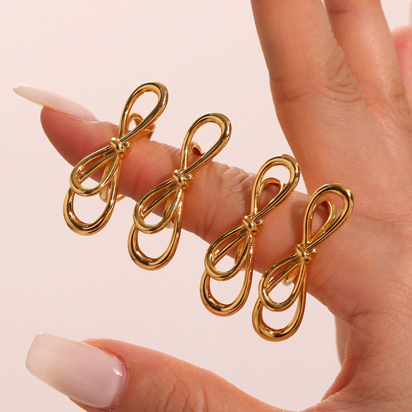 Women's Bowknot Open Ring Copper 18K Gold Plated French Style