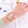 Women's Bracelet Quartz Watch Alloy Case Stainless Steel Clasp Imitation Leather Strap Rectangle Dial Leisure Style