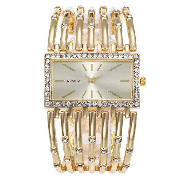 Women's Bracelet Quartz Watch Alloy Case Stainless Steel Clasp Imitation Leather Strap Rectangle Dial Leisure Style