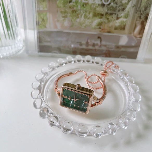 Women's Bracelet Watch Alloy Case Ordinary Glass Mirror Leisure Marble Square Design