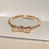 Women's Brass And White Steel Bow Ring With Full Cubic Zirconia Micro Inlay Romantic Cute Party Jewelry