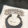 Women's Brass And White Steel Ring With Blue Pointed Zircon And Full Pavé Diamond Style Design