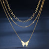 Women's Brass Asymmetrical Circle Paper Clip Necklace Set Geometric Multi Layer Layered Chain Necklaces With Electroplated Finish