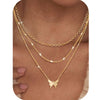 Women's Brass Asymmetrical Circle Paper Clip Necklace Set Geometric Multi Layer Layered Chain Necklaces With Electroplated Finish