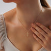 Women's Brass Cross Pendant Necklace With Regular Chain Trendy Clavicle Chain Electroplated Personality Style Jewelry