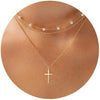Women's Brass Cross Pendant Necklace With Regular Chain Trendy Clavicle Chain Electroplated Personality Style Jewelry