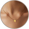 Women's Brass Cross Pendant Necklace With Regular Chain Trendy Clavicle Chain Electroplated Personality Style Jewelry