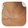 Women's Brass Cubic Zirconia Tennis Necklace Geometric Clavicle Chain With Electroplated Hip Hop Style