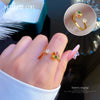 Women's Brass Flower Opening Ring With Diamondencrusted Crown Design And Zircon Inlay