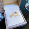 Women's Brass Flower Opening Ring With Diamondencrusted Crown Design And Zircon Inlay