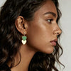 Women's Brass Heart Shaped Earrings With Electroplated Gold Finish And Green Color Blocking Simple Trendy Niche Style Pendant Earrings
