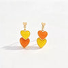 Women's Brass Heart Shaped Earrings With Electroplated Gold Finish And Green Color Blocking Simple Trendy Niche Style Pendant Earrings