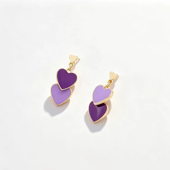 Women's Brass Heart Shaped Earrings With Electroplated Gold Finish And Green Color Blocking Simple Trendy Niche Style Pendant Earrings
