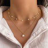 Women's Brass Multi Layer Pearl Necklace Geometric Clavicle Chain With Electroplated Fashion Office Style Jewelry