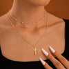 Women's Brass Multi Layer Pearl Necklace Geometric Clavicle Chain With Electroplated Fashion Office Style Jewelry