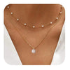 Women's Brass Multi Layer Pearl Necklace Geometric Clavicle Chain With Electroplated Fashion Office Style Jewelry