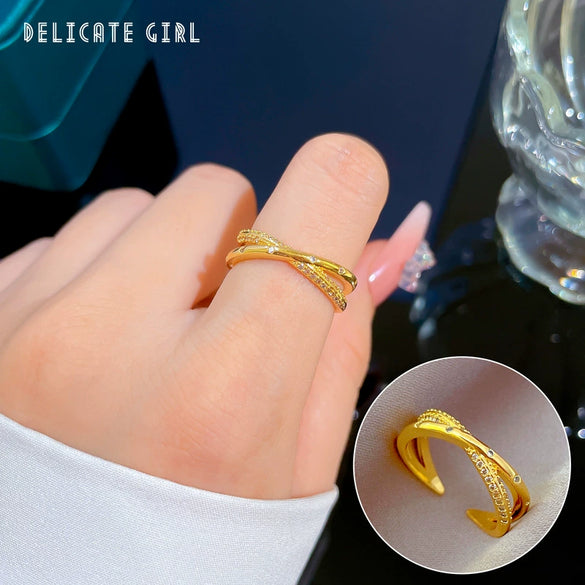 Women's Brass Open Ring With Real Gold Plating And The Crown Pattern