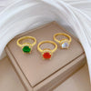 Women's Brass Open Zircon Ring With Micro Inlay Crown Shape And Electroplating In Cartoon Style