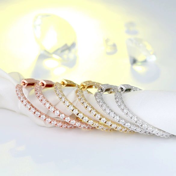 Women's Brass Plated Platinum Geometric Circle Earrings