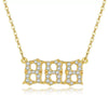 Women's Brass Rhinestone Necklace With Letters Numbers Text Design