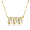 Women's Brass Rhinestone Necklace With Letters Numbers Text Design