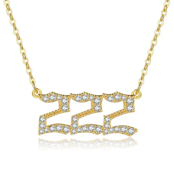 Women's Brass Rhinestone Necklace With Letters Numbers Text Design