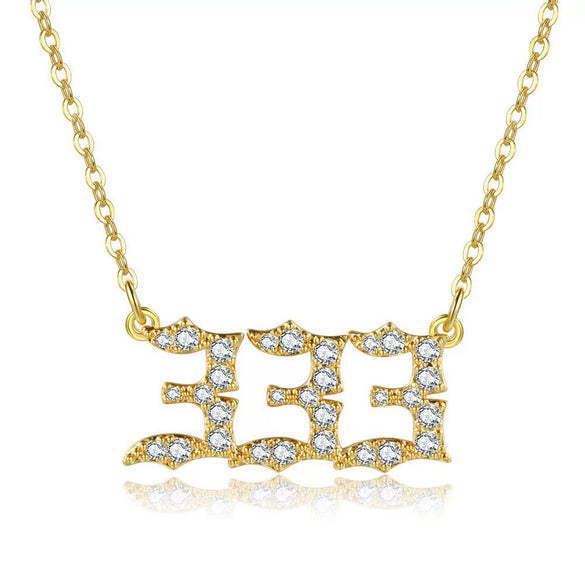 Women's Brass Rhinestone Necklace With Letters Numbers Text Design
